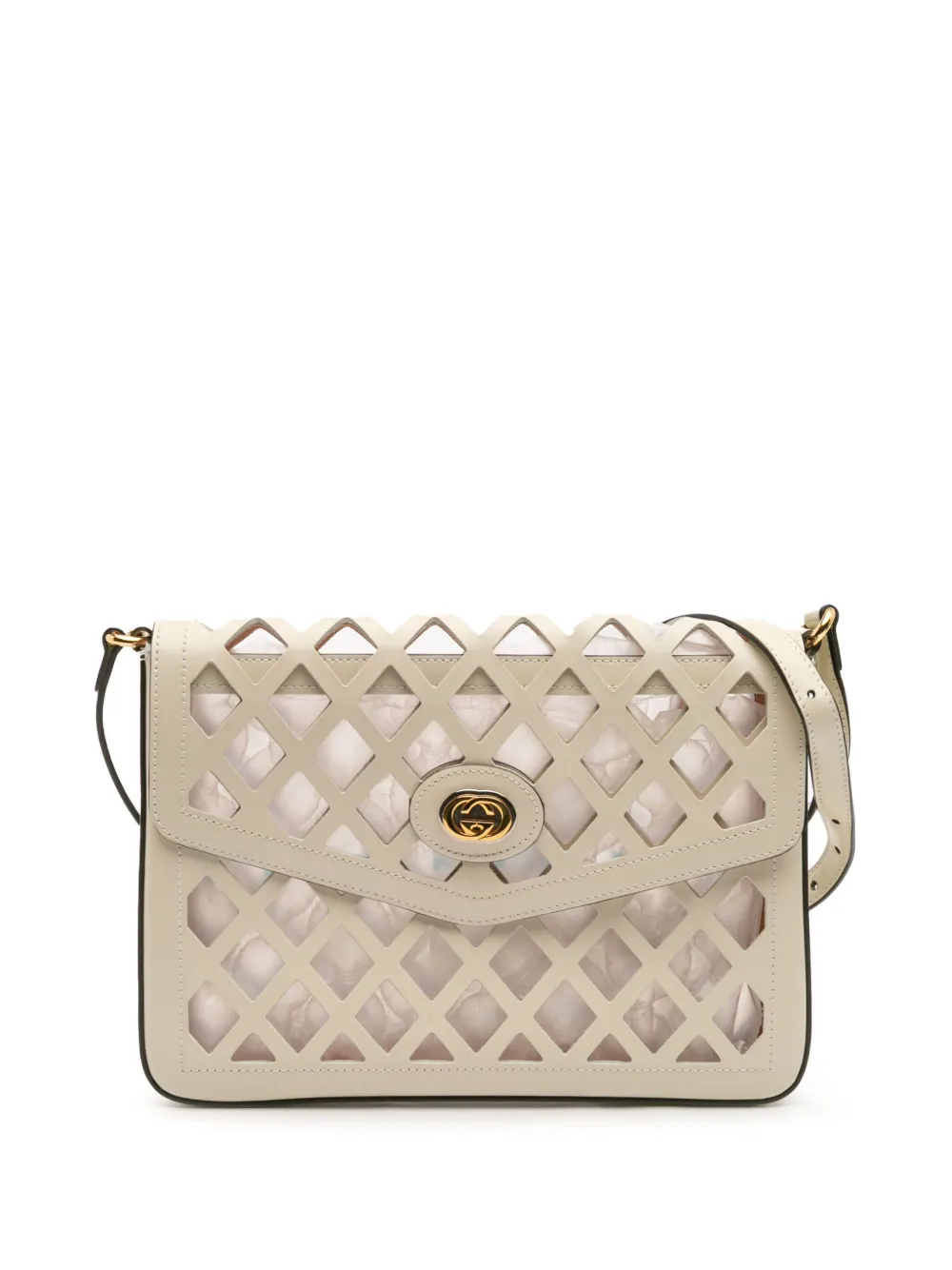Gucci Pre-Owned 2016-2025 ミディアム カットアウトレザー&フローラキャンバス トラフォラータ フラップ Gucci Pre-Owned 2016-2025 ミディアム カットアウトレザー&フローラキャンバス トラフォラータ フラップ