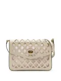 Gucci Pre-Owned 2016-2025 Medium Cutout Leather and Flora Canvas Traforata Flap crossbody bag - White