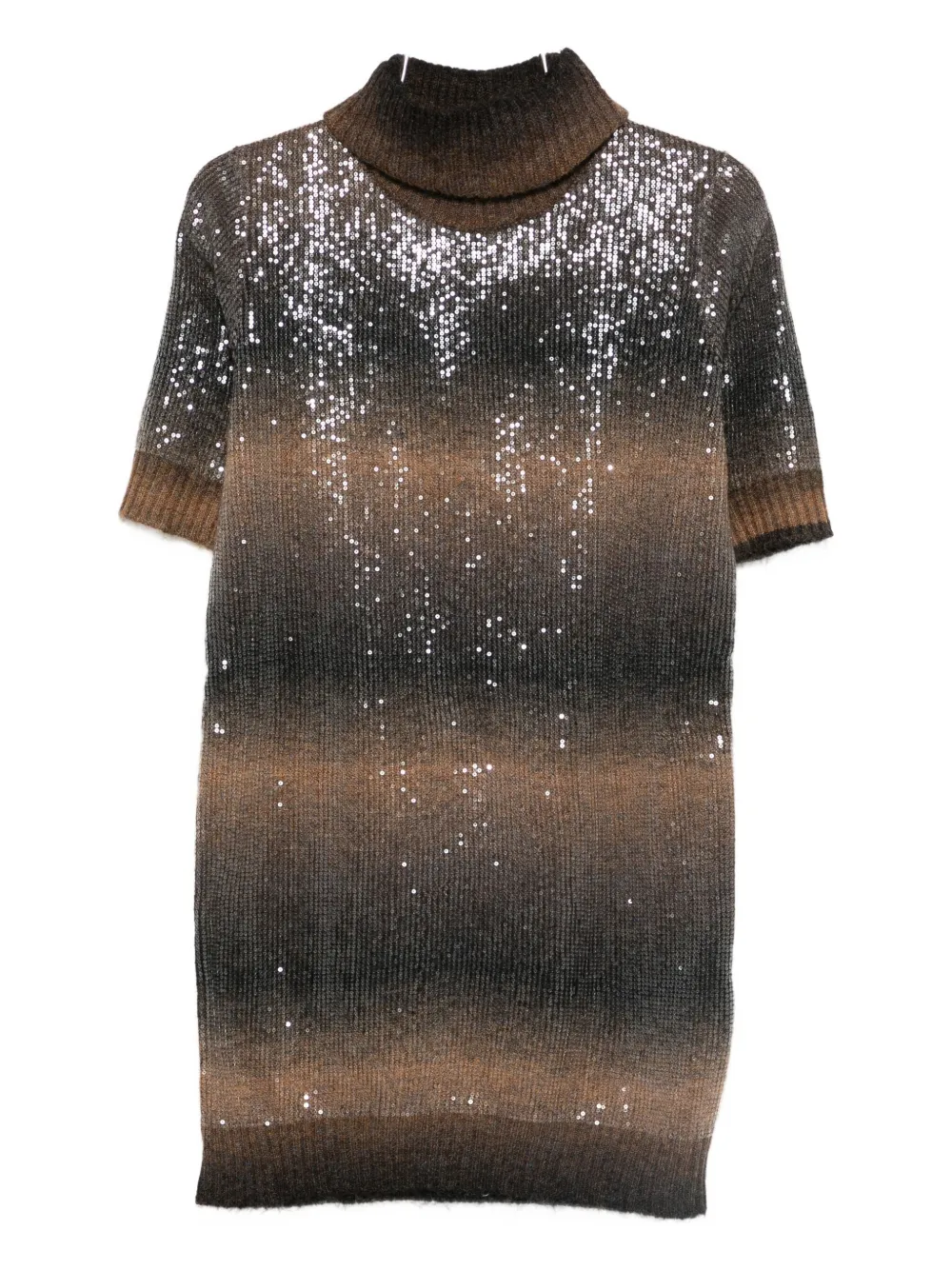 Liu •jo Pailletten-minikleid Mit Rollkragen In Brown
