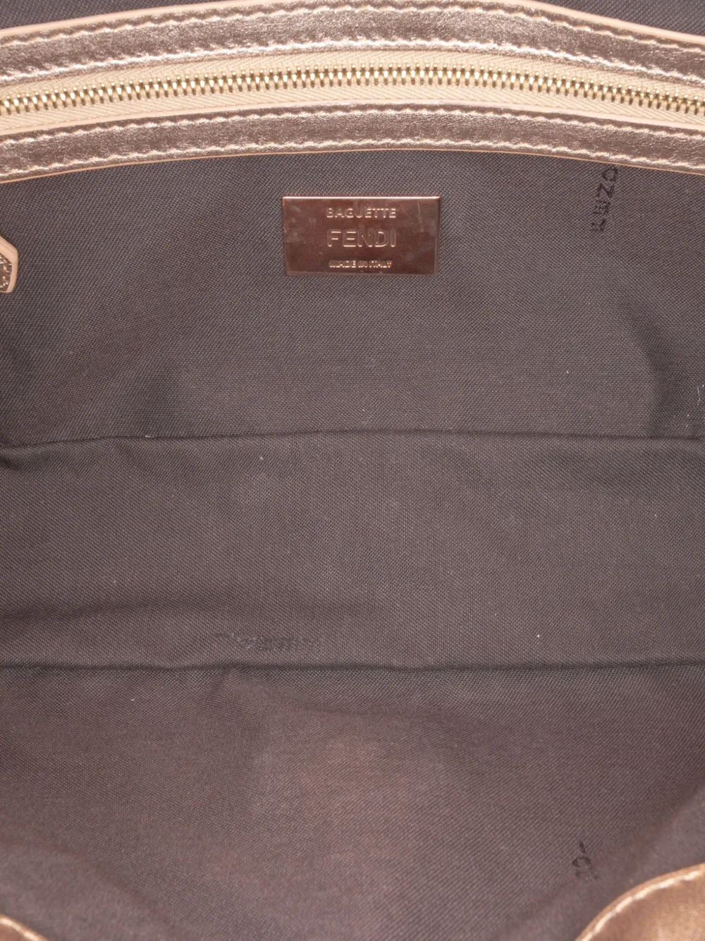 Pre-owned Fendi 2000-2010 Zucca Embossed Metallic Leather Baguette Satchel In Pink