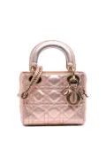 Christian Dior Pre-Owned 2019 Mini Metallic Lambskin Cannage Lady Dior satchel - Pink