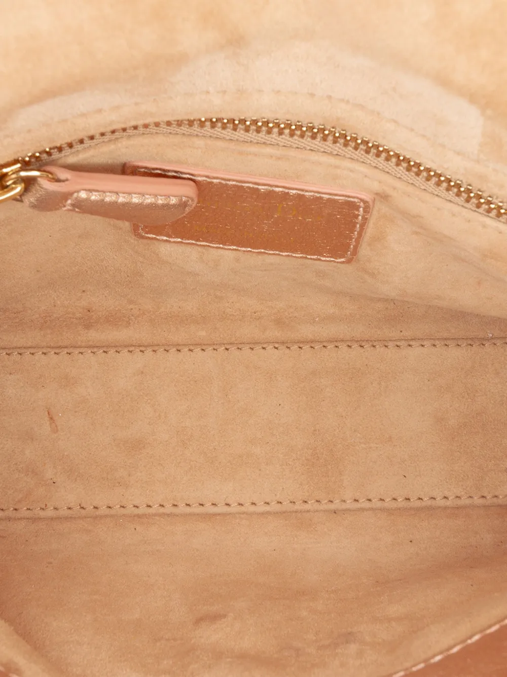 Pre-owned Dior 2019 Mini Metallic Lambskin Cannage Lady  Satchel In Pink