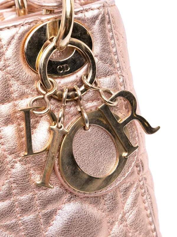 Christian Dior Pre-Owned 2019 Mini Metallic Lambskin Cannage Lady