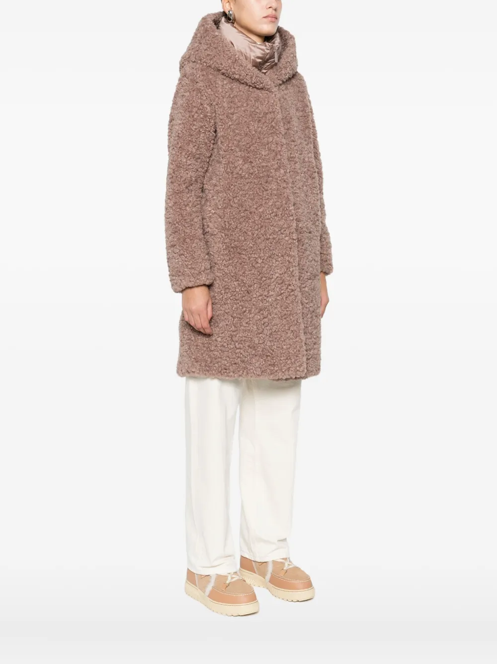 Bomboogie Hooded Zip-up Coat In Brown