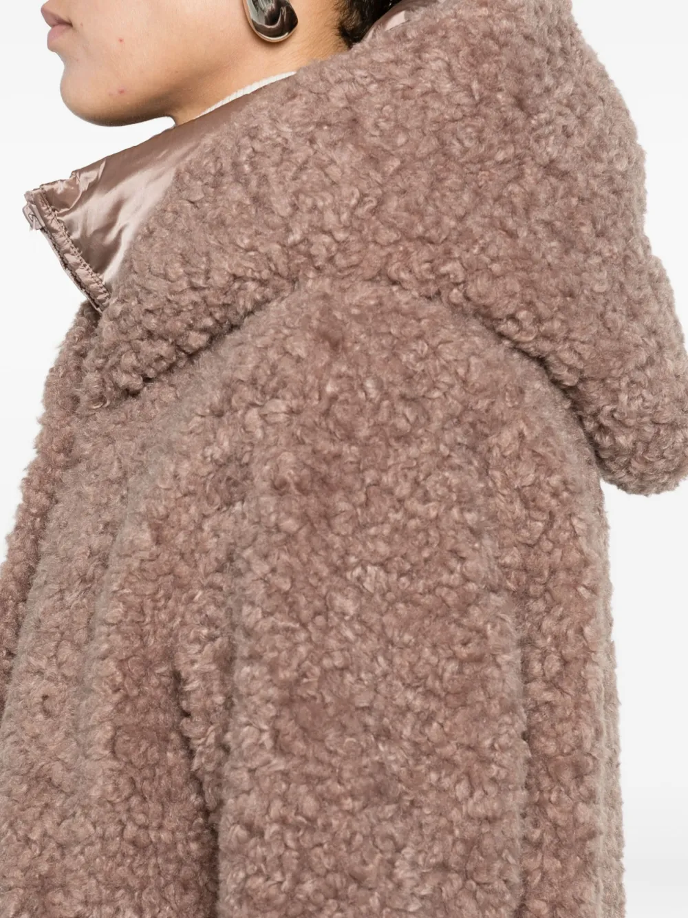 Bomboogie Hooded Zip-up Coat In Brown