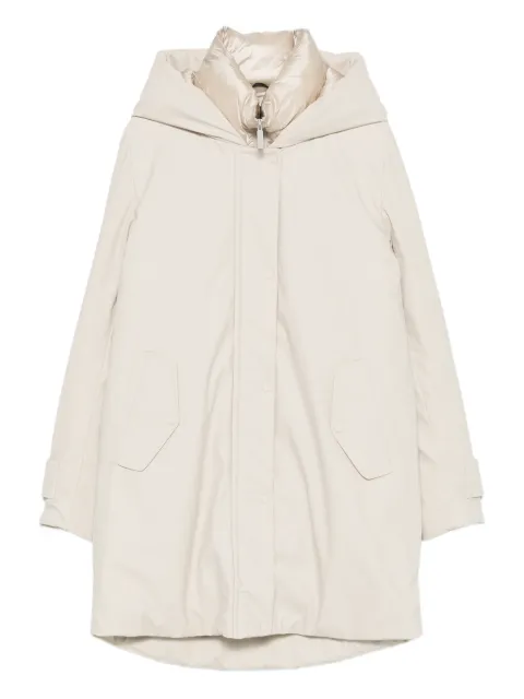 bomboogie panelled hooded parka coat