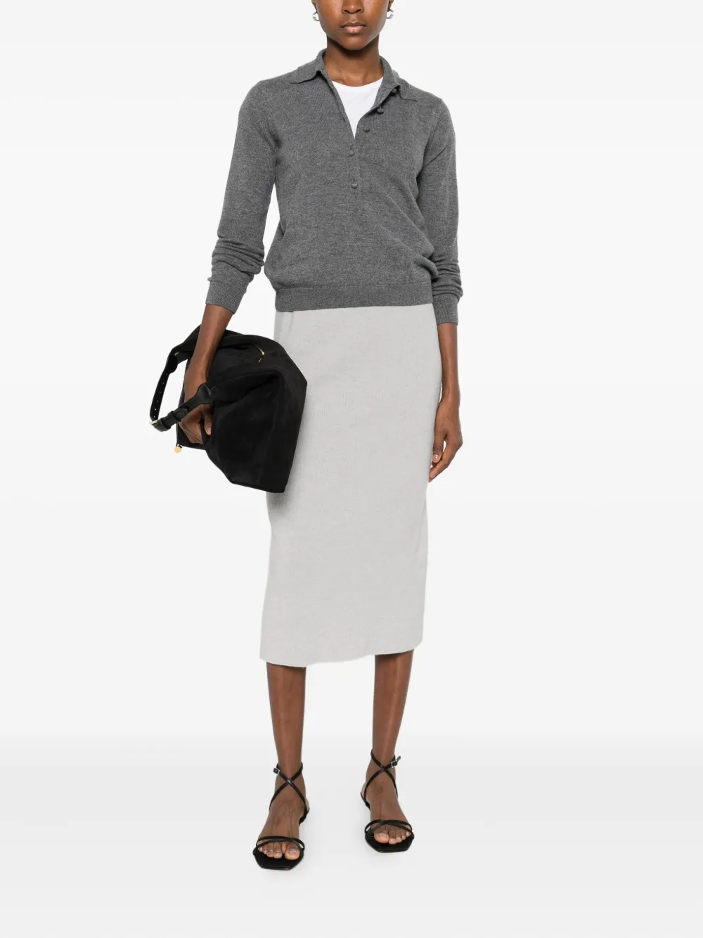 Daniele Fiesoli Fine-knit Midi Skirt In Gray