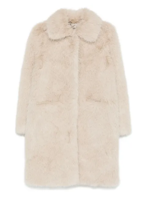 bomboogie spread-collar faux-fur coat