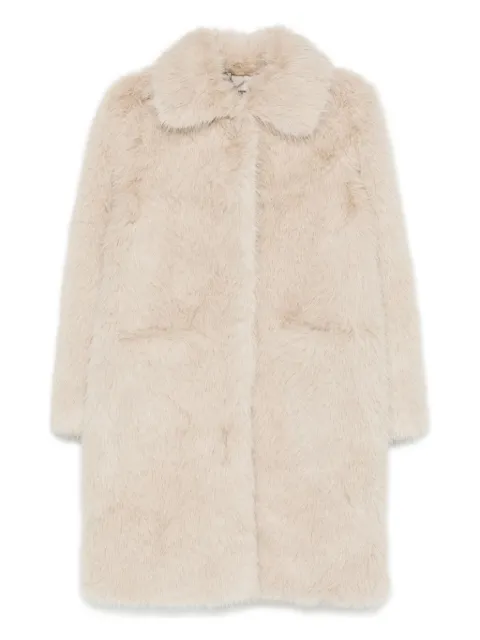 bomboogie spread-collar faux-fur coat