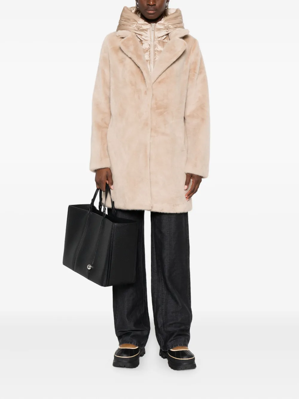 bomboogie panelled hooded coat | Faux Fur & Shearling Coats | Image 2