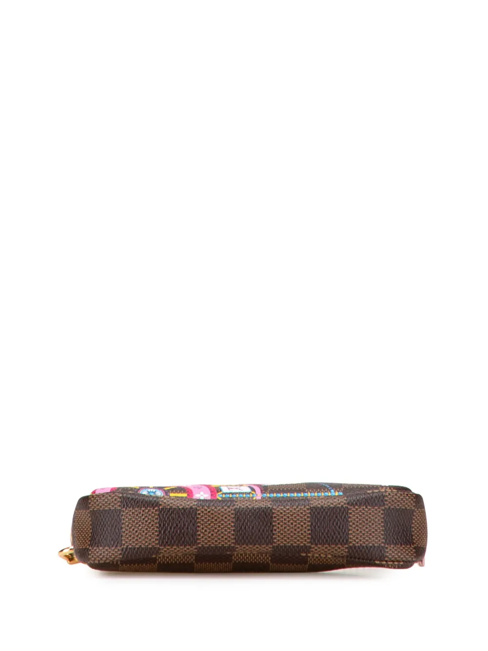 Pre-owned Louis Vuitton 2020 Damier Ebene Vivienne Holiday Mini Pochette Accessoires Handbag In Brown