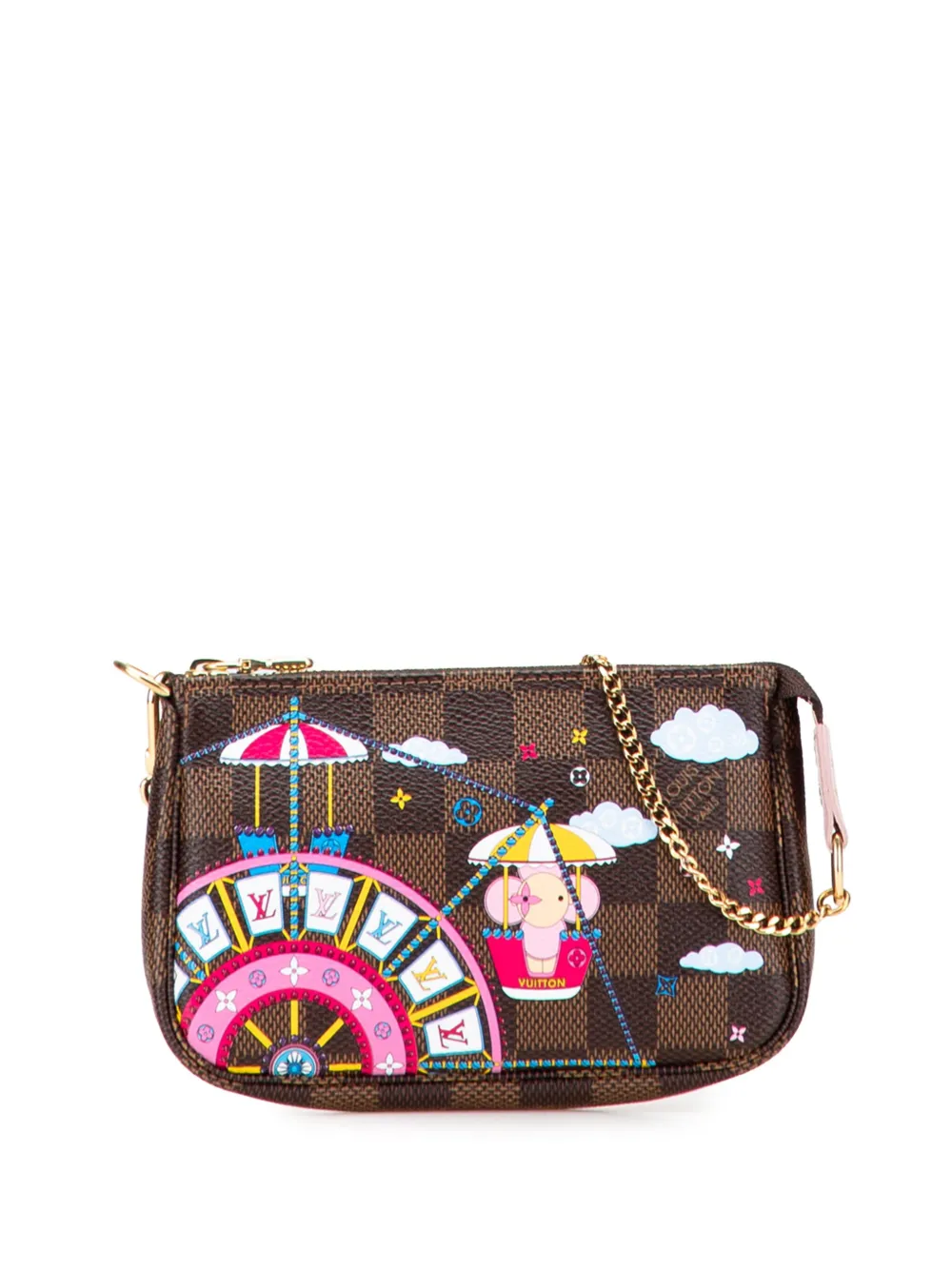 Louis Vuitton Pre-Owned 2020 ダミエ エベヌ ヴィヴィアン ホリデイ ミニ ポシェット アクセソワール Louis Vuitton Pre-Owned 2020 ダミエ エベヌ ヴィヴィアン ホリデイ ミニ ポシェット アクセソワール