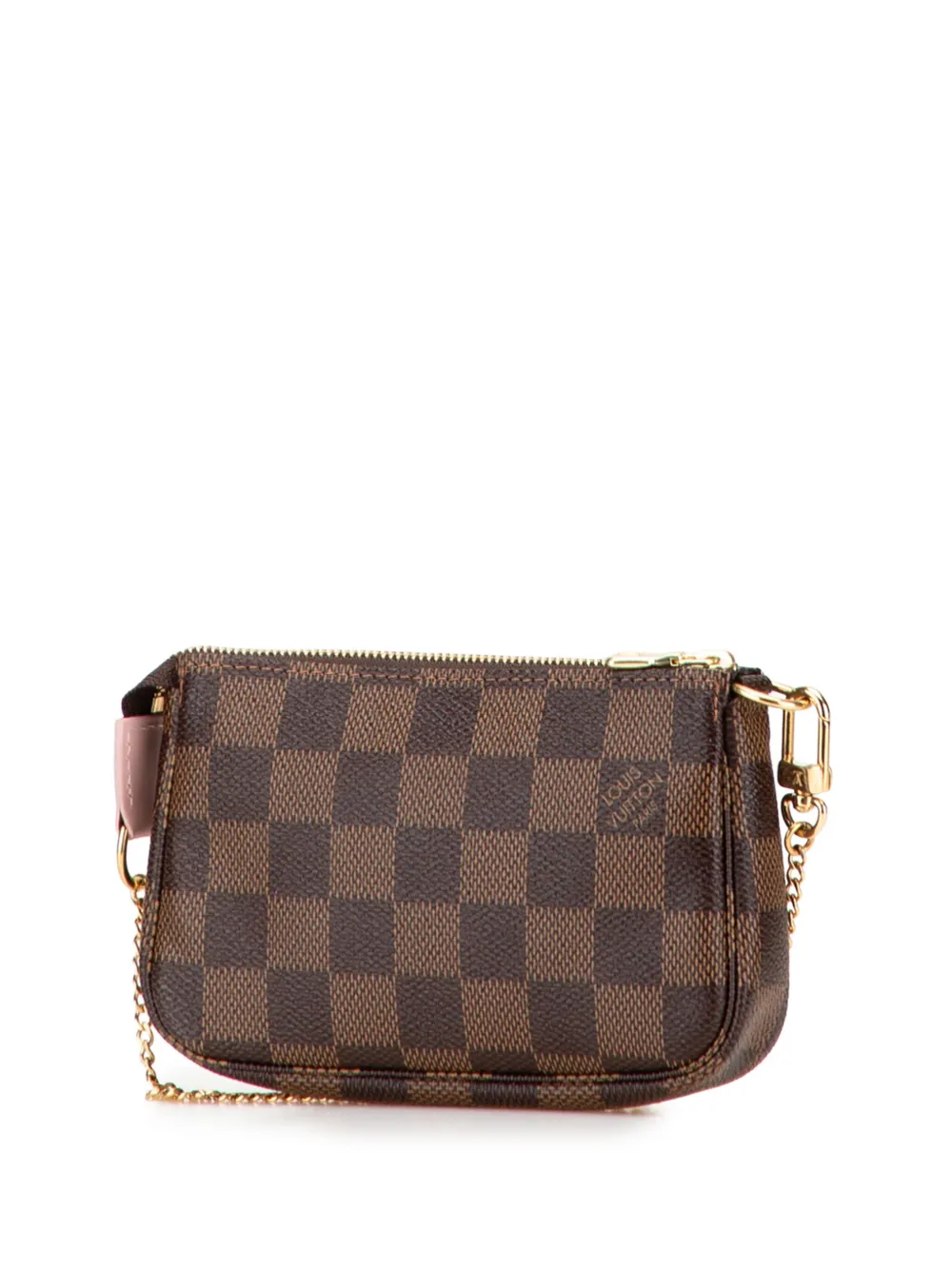 Pre-owned Louis Vuitton 2020 Damier Ebene Vivienne Holiday Mini Pochette Accessoires Handbag In Brown