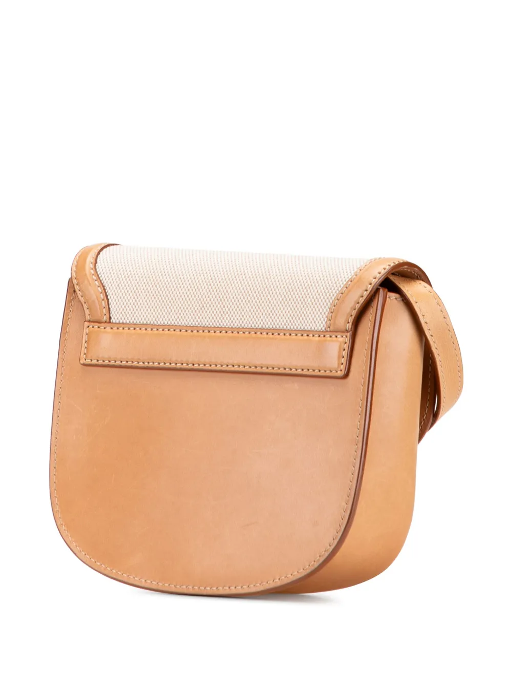 Pre-owned Saint Laurent 2020 Small Calfskin And Canvas Kaia Crossbody Bag In Brown