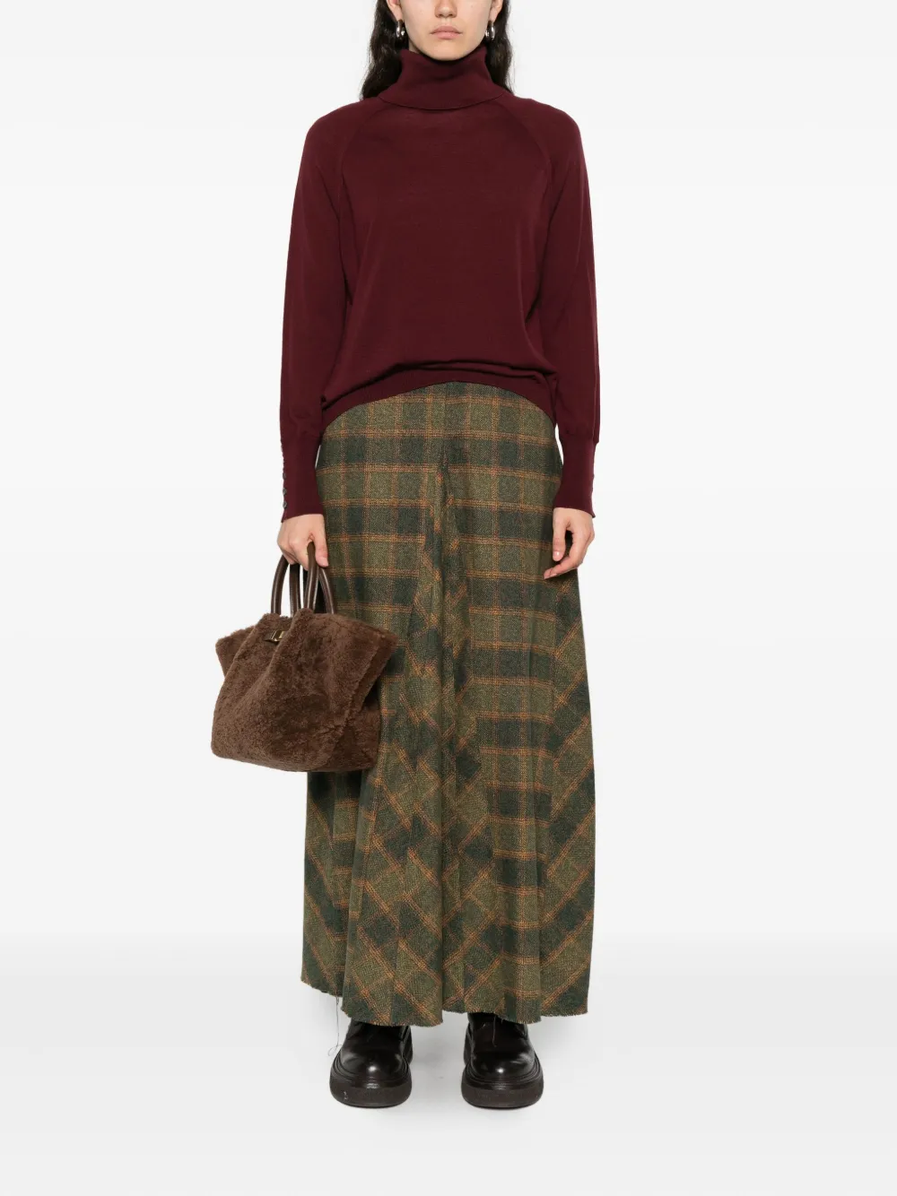 Alpha Studio Roll-neck Sweater In Brown