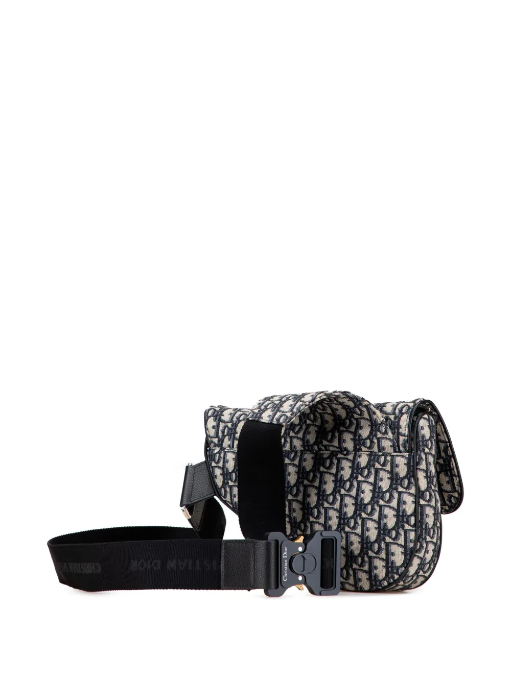 Pre-owned Dior 2018 Oblique Canvas Saddle Crossbody Bag In Blue