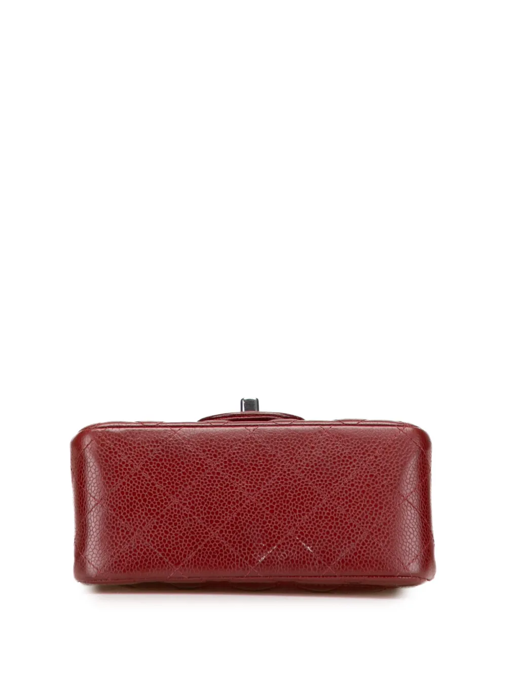 Pre-owned Chanel 2013-2014 Mini Square Classic Caviar Single Flap Crossbody Bag In Red