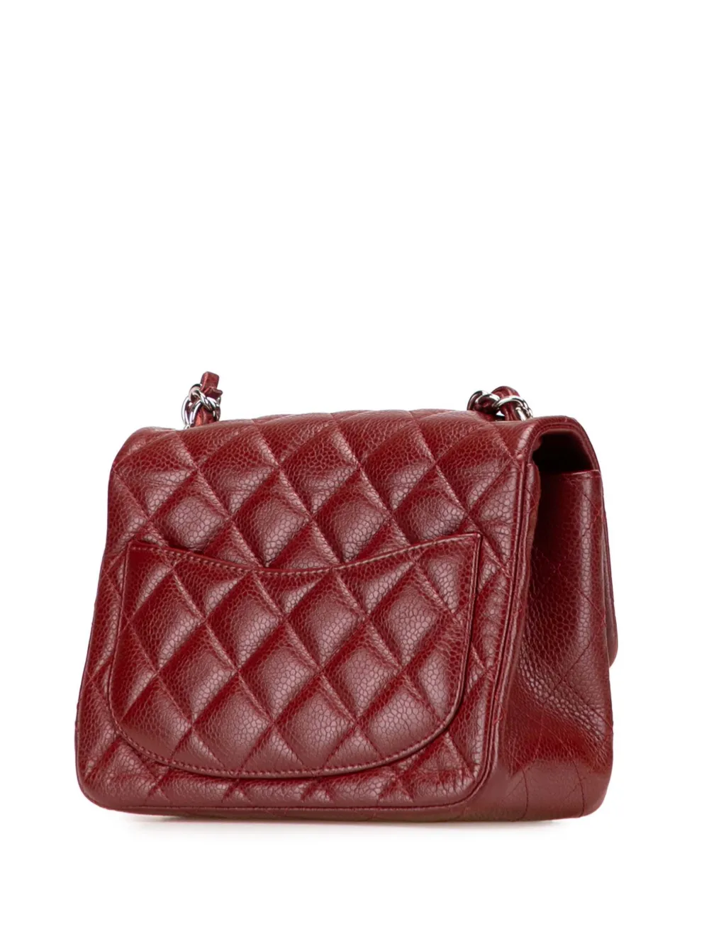 Pre-owned Chanel 2013-2014 Mini Square Classic Caviar Single Flap Crossbody Bag In Red