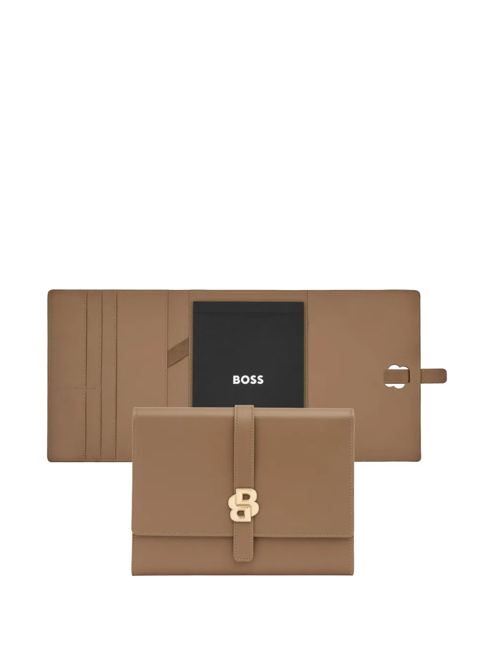 Hugo Boss Logo-appliqué Notebook Case In Brown