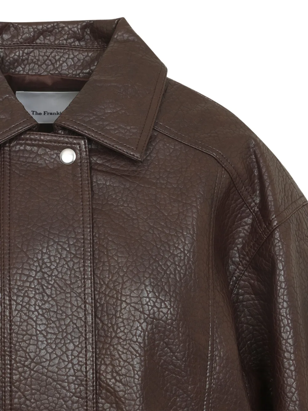 The Frankie Shop Brown Prescott Grained Faux Leather Jacket In Brown