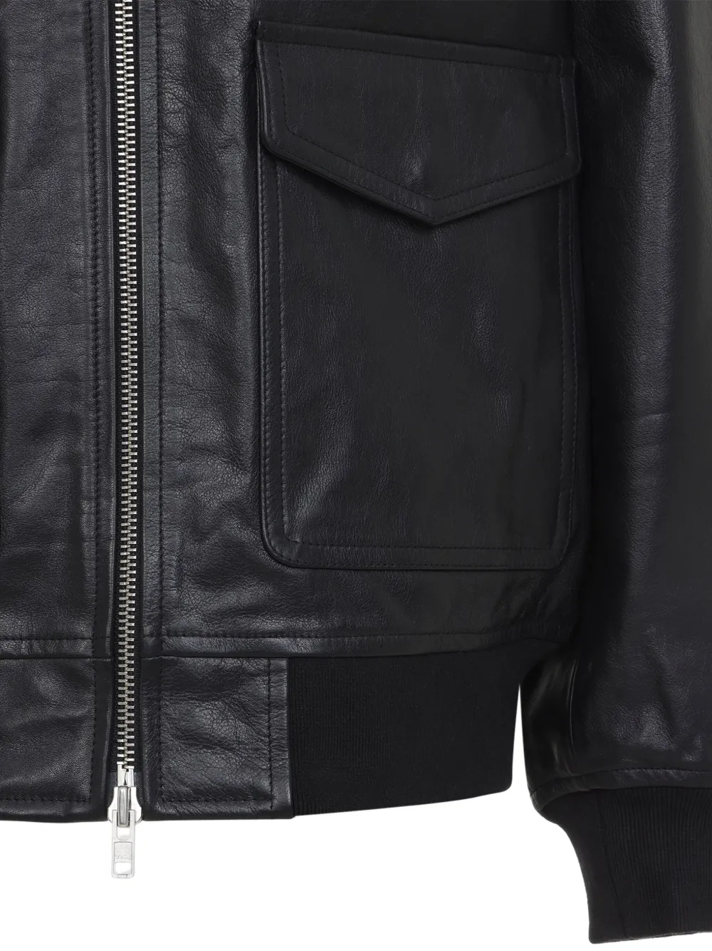 The Frankie Shop Classic-collar Pocketed Leather Jacket In Black