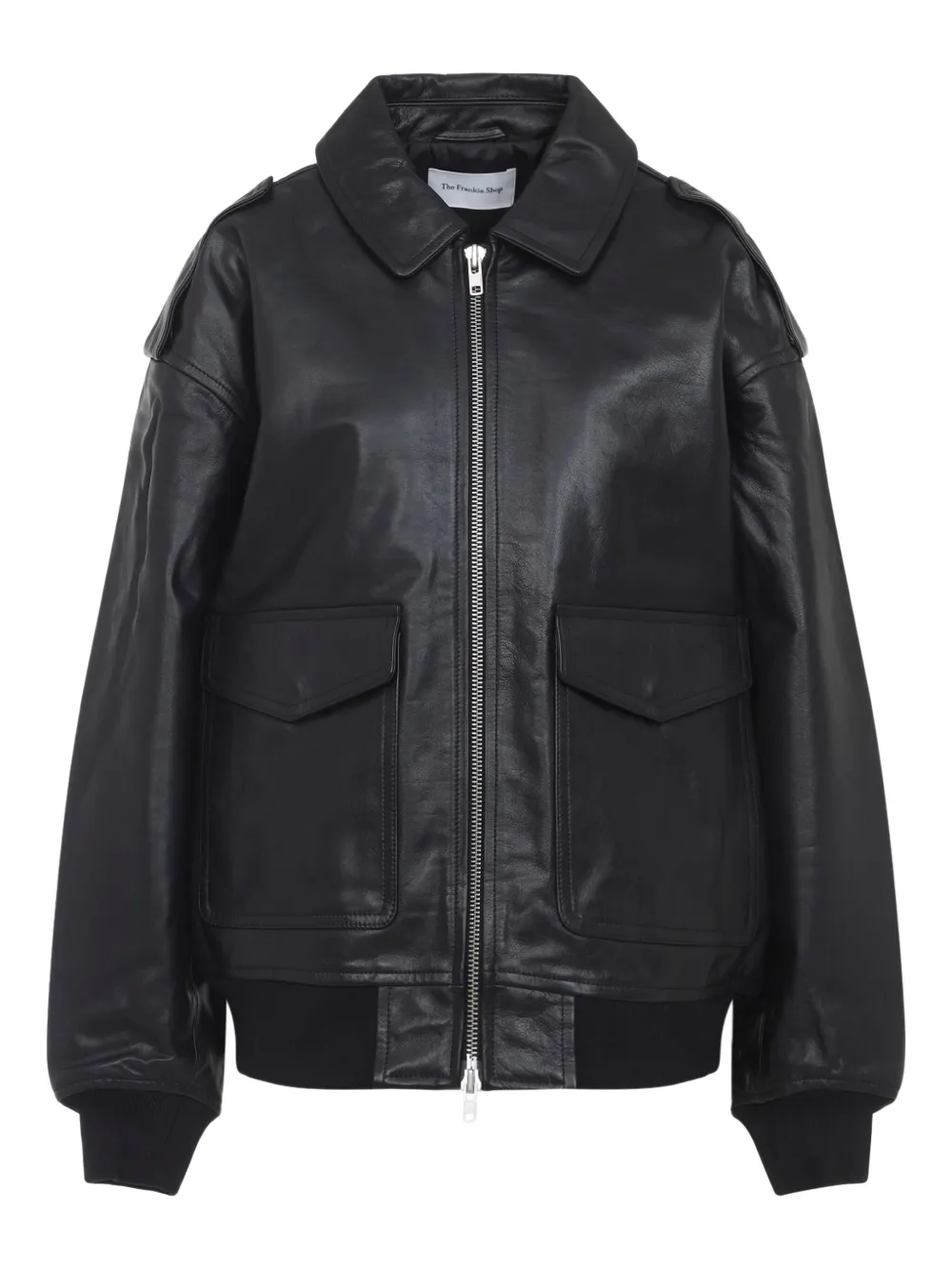 The Frankie Shop classic-collar pocketed leather jacket - ブラック The Frankie Shop classic-collar pocketed leather jacket - ブラック