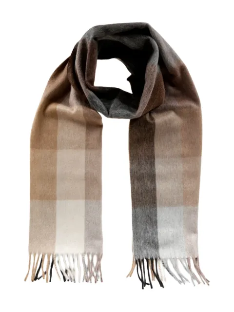 Begg x Co checked fringed scarf