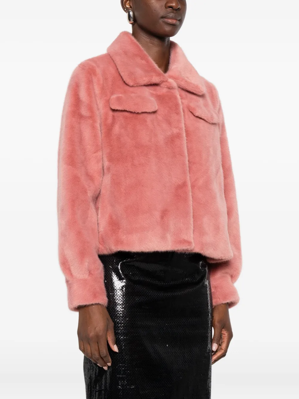 Bomboogie Faux-fur Jacket In Pink