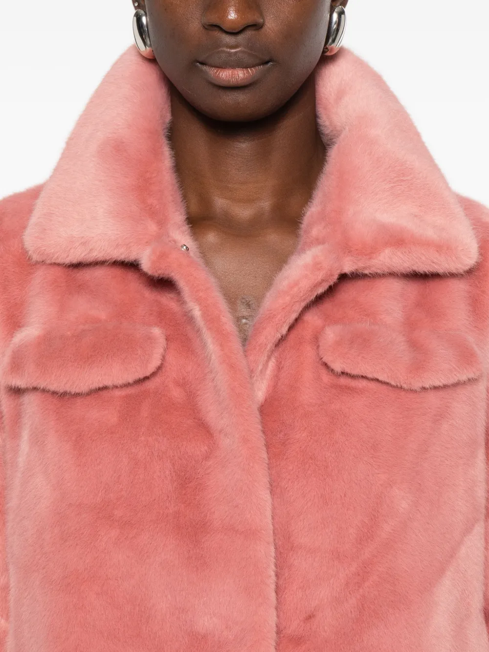 Bomboogie Faux-fur Jacket In Pink
