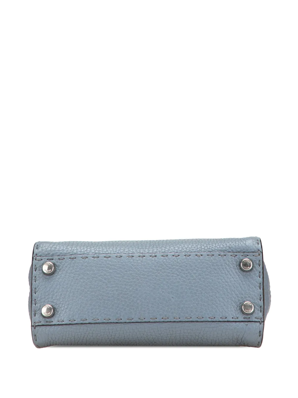 Pre-owned Fendi 2000-2010 Mini Leather Selleria Peekaboo Iconic Satchel In Blue
