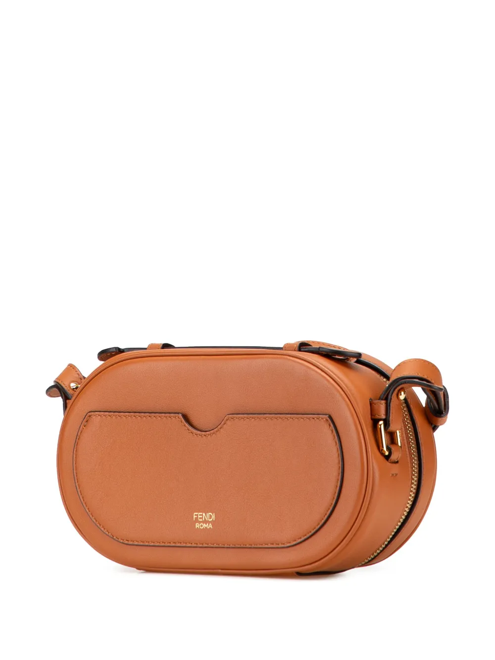Pre-owned Fendi 2010-2025 Mini Goatskin Trimmed Suede O Lock Camera Case Satchel In Brown