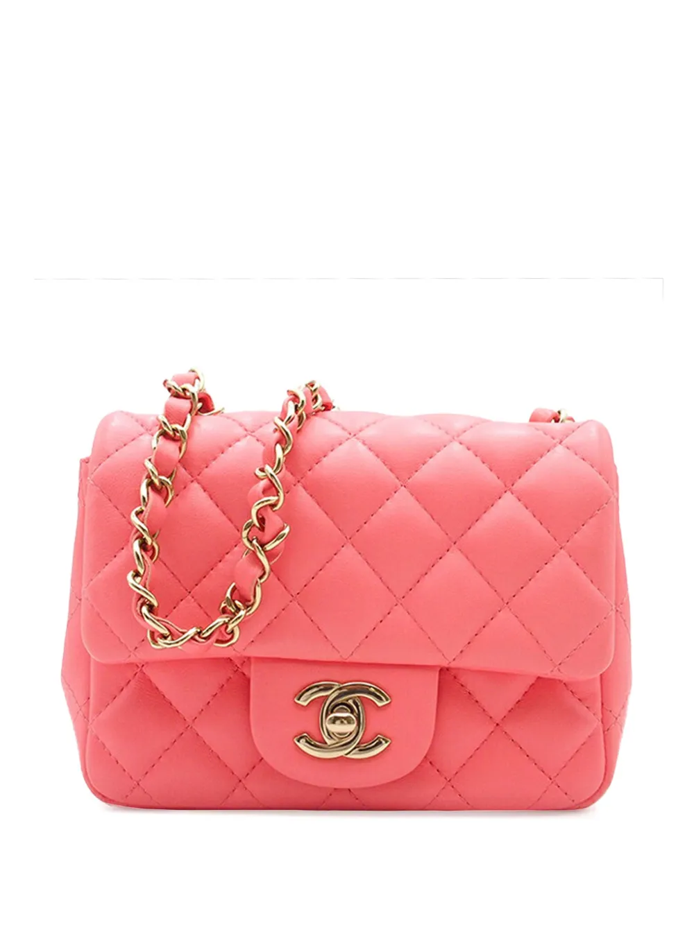 CHANEL Pre-Owned 2021-2025 ミニ スクエア クラシック ラムスキン シングルフラップ ショルダーバッグ - ピンク CHANEL Pre-Owned 2021-2025 ミニ スクエア クラシック ラムスキン シングルフラップ ショルダーバッグ - ピンク