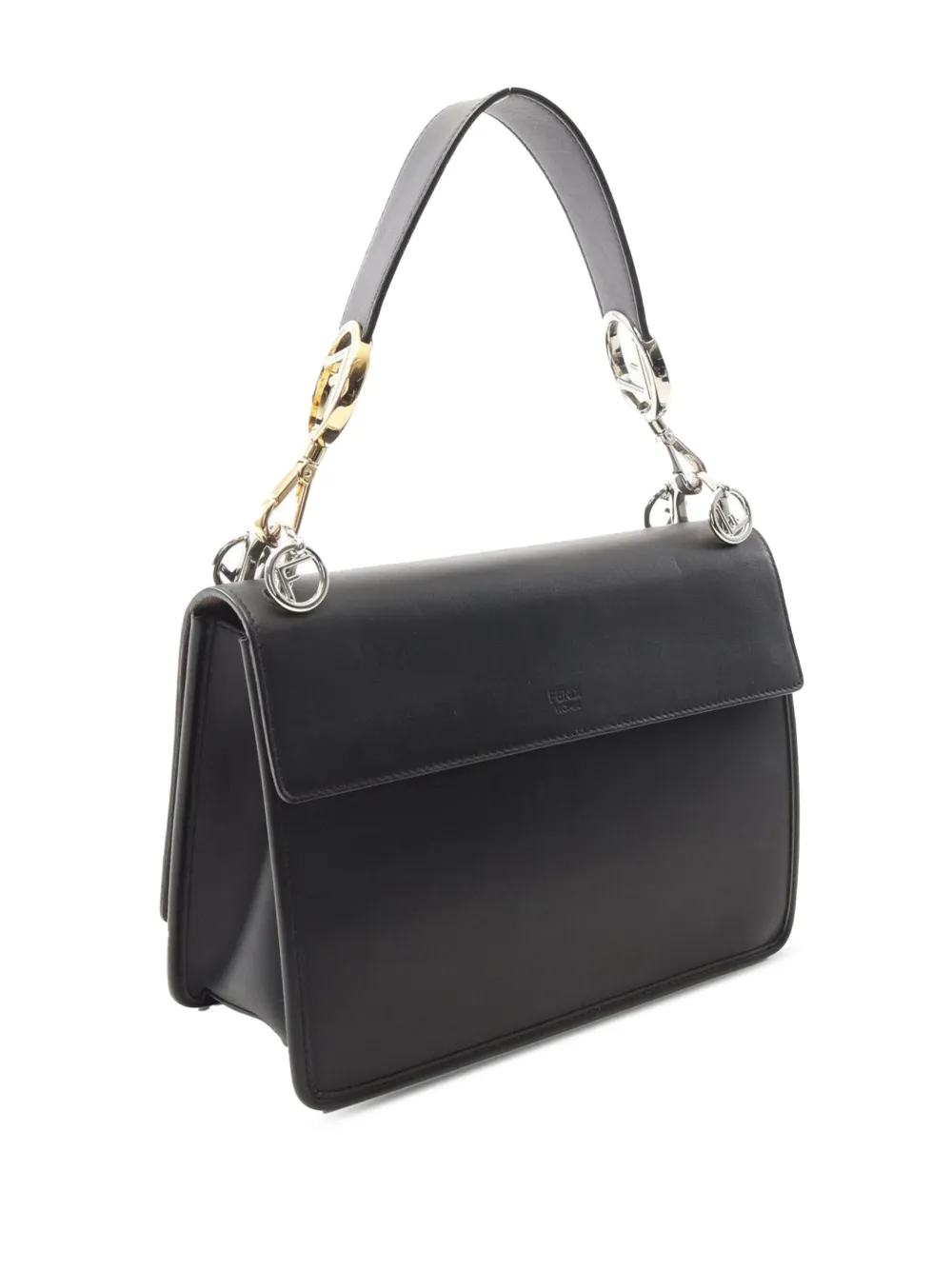 Pre-owned Fendi 2019-2025 Smooth Leather Kan I F Satchel In Black