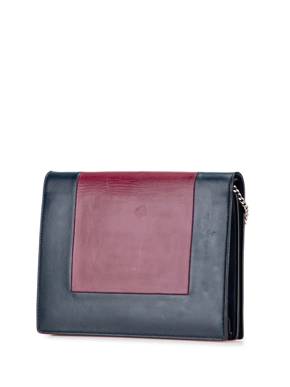 Pre-owned Celine 2017 Leather Frame Wallet On Chain Crossbody Bag In Red