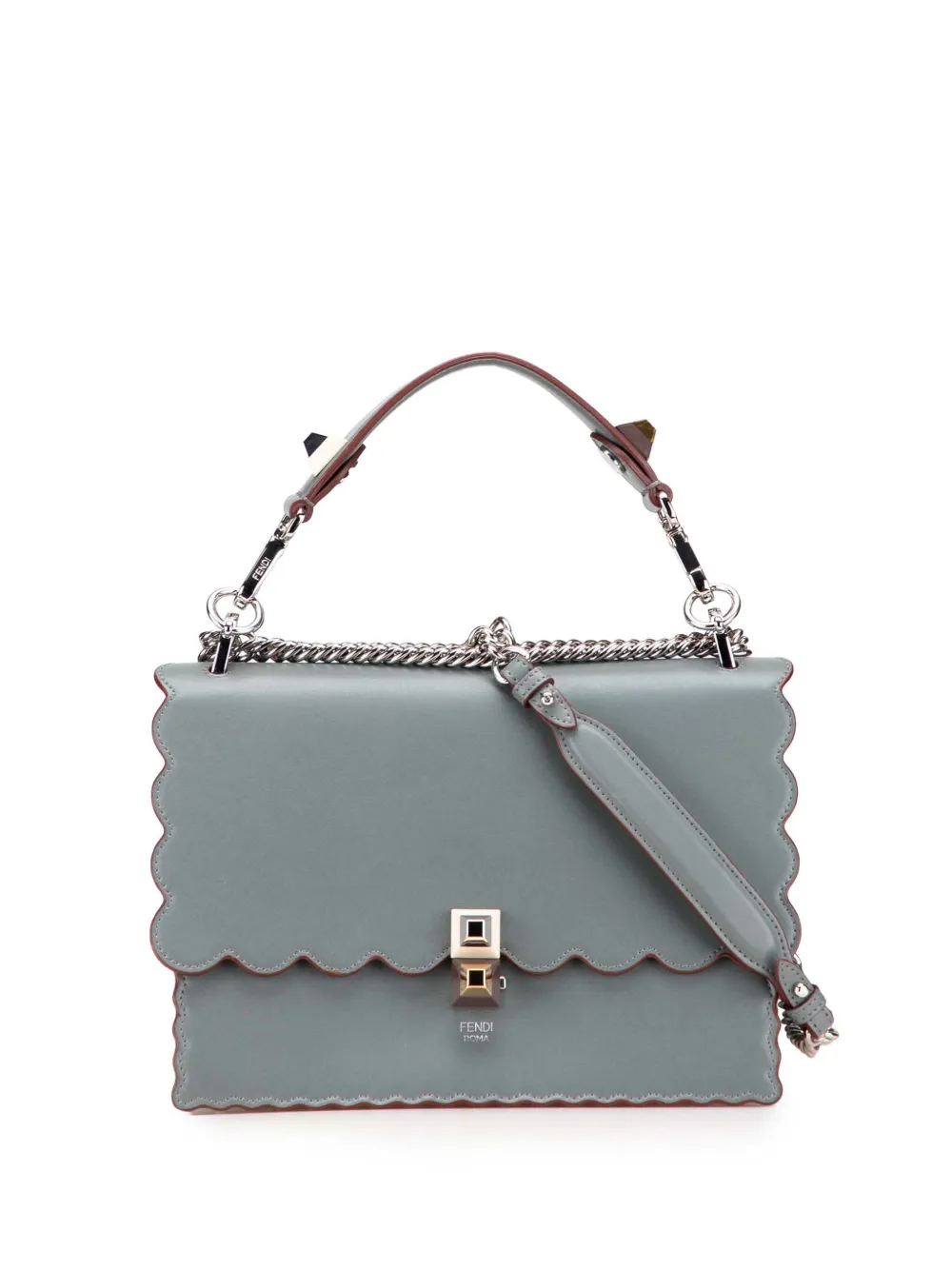 Fendi Pre-Owned 2010-2025 Medium Scalloped Leather Studded Kan I Fendi Pre-Owned 2010-2025 Medium Scalloped Leather Studded Kan I