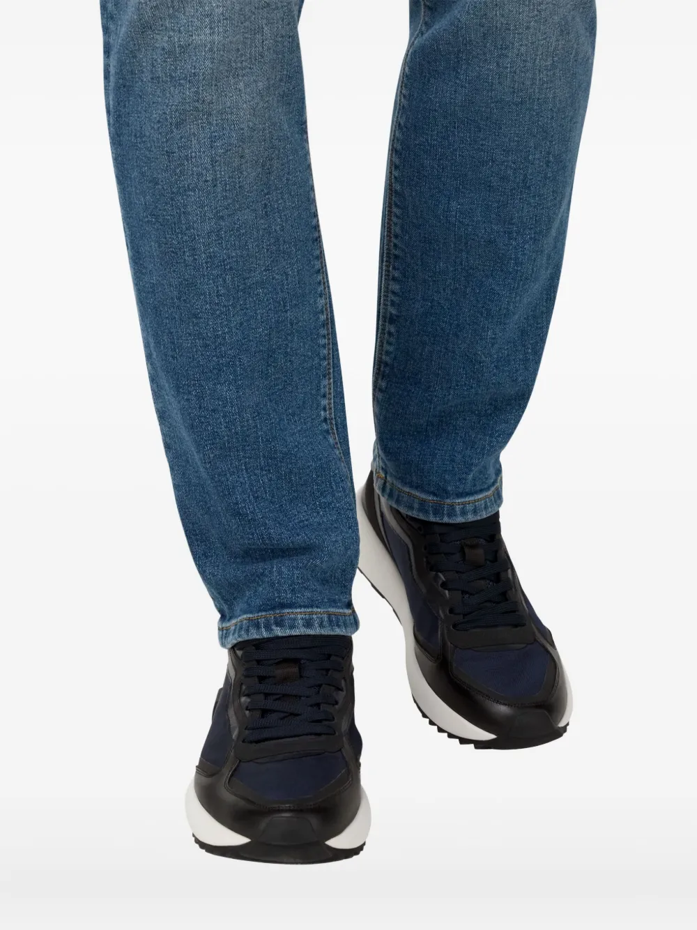 Boggi Milano Trail Trainers In Leather And Technical Fabric In Black