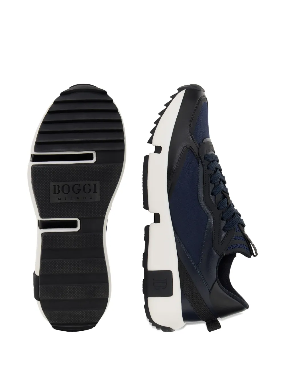 Boggi Milano Trail Trainers In Leather And Technical Fabric In Black