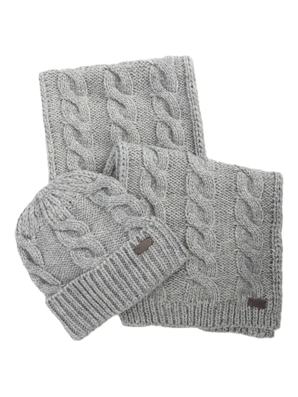 Barbour cable-knit scarve set (set of two) | Grey | Image 1