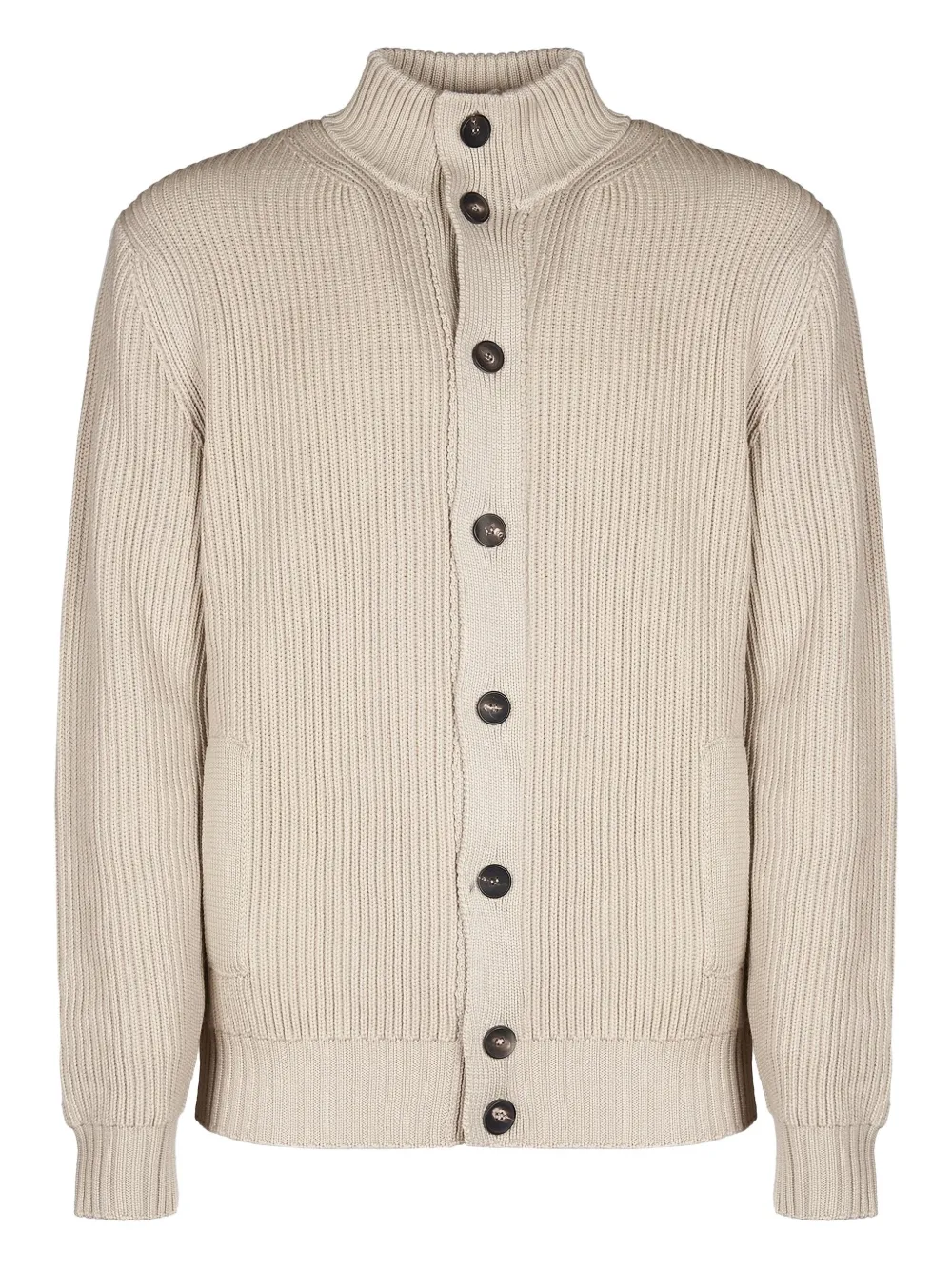 Filippo De Laurentiis Button Ribbed Cardigans In Neutral