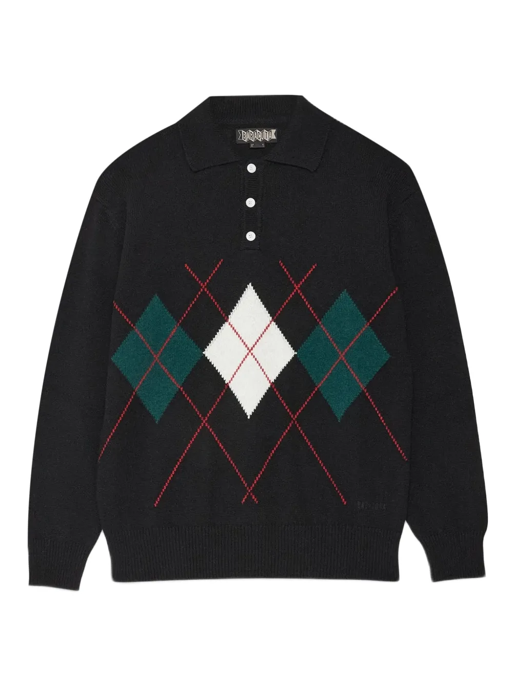 Baracuta argyle button polo shirt | Black | Image 1