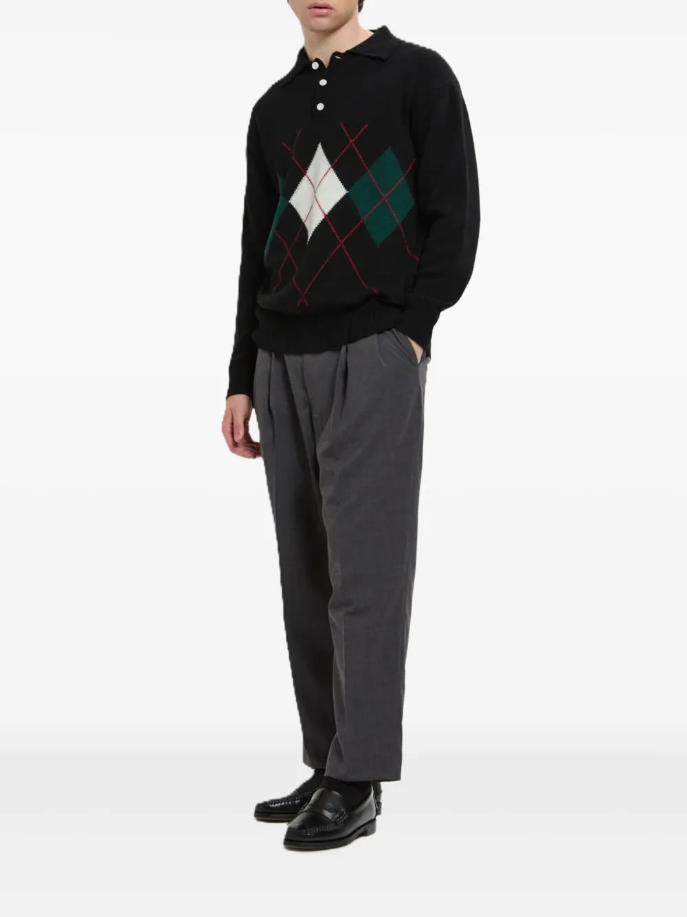 Baracuta argyle button polo shirt - Zwart