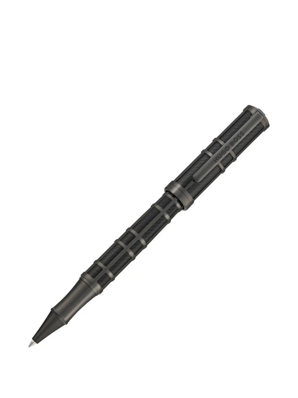 Hugo Boss Grid-pattern Metal Rollerball Pen In Black