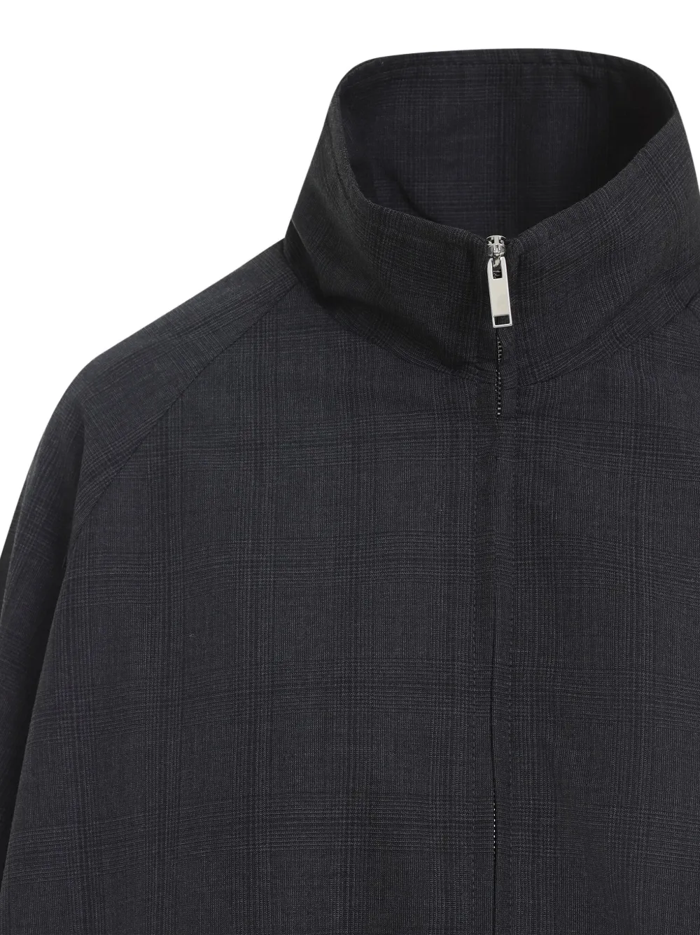 The Frankie Shop Dark Grey Virgin Wool Baxter Plaid Track Jacket In Gray
