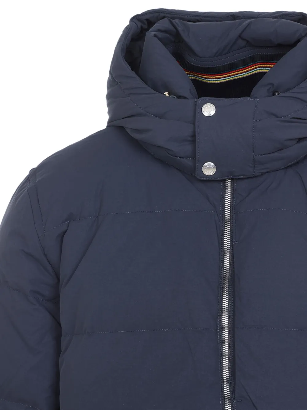 Paul Smith Hooded Navy Blue Polyamide Jacket In Blue