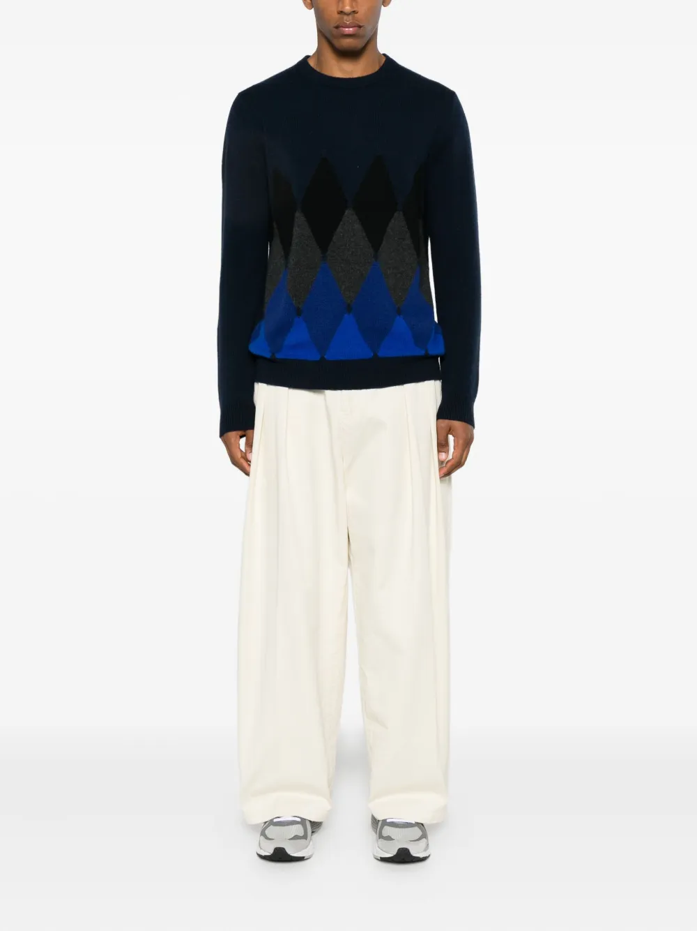 Ballantyne argyle-knit cashmere sweater - Blauw