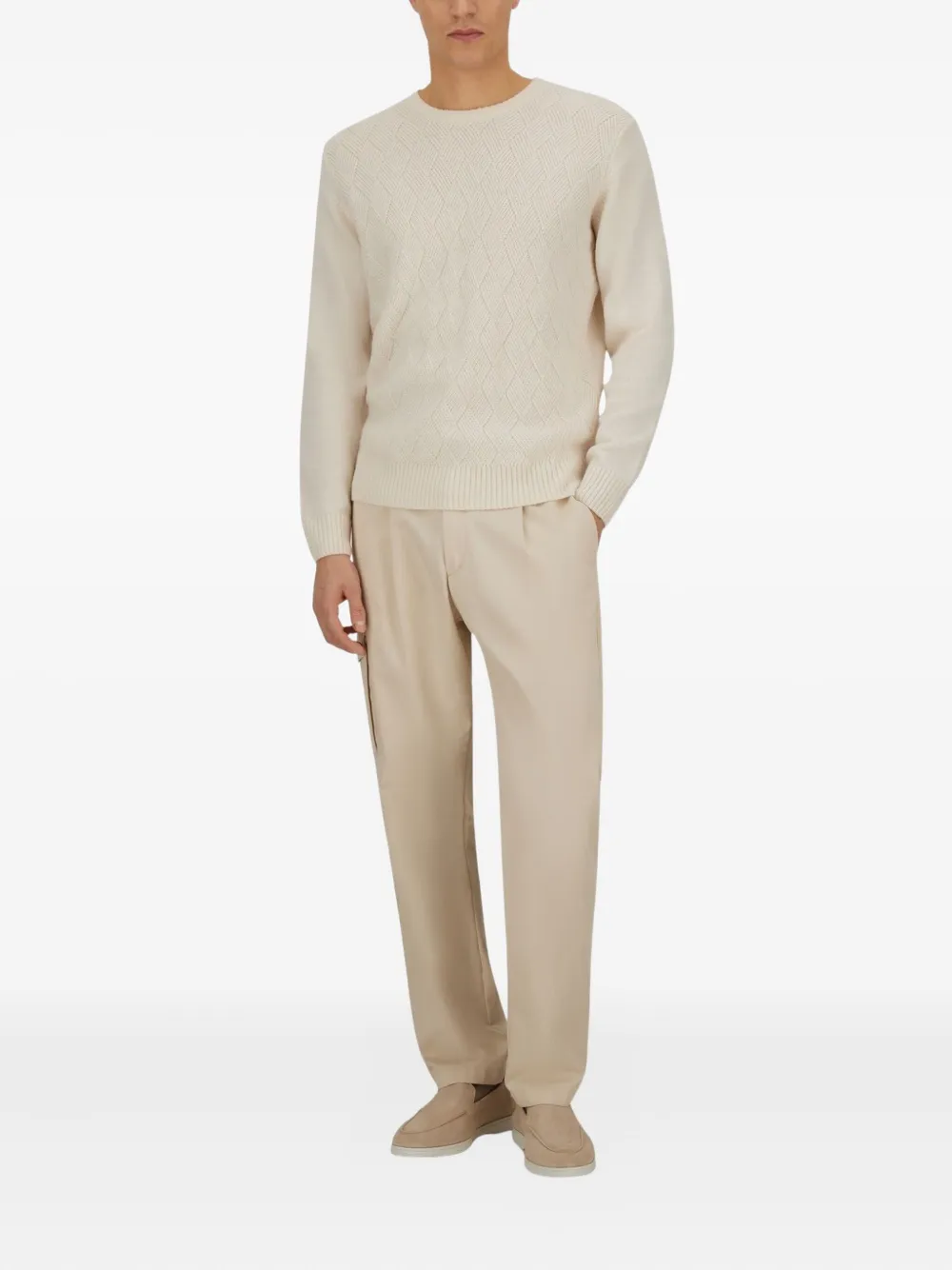 Herno diamond-pattern cashmere sweater - Wit