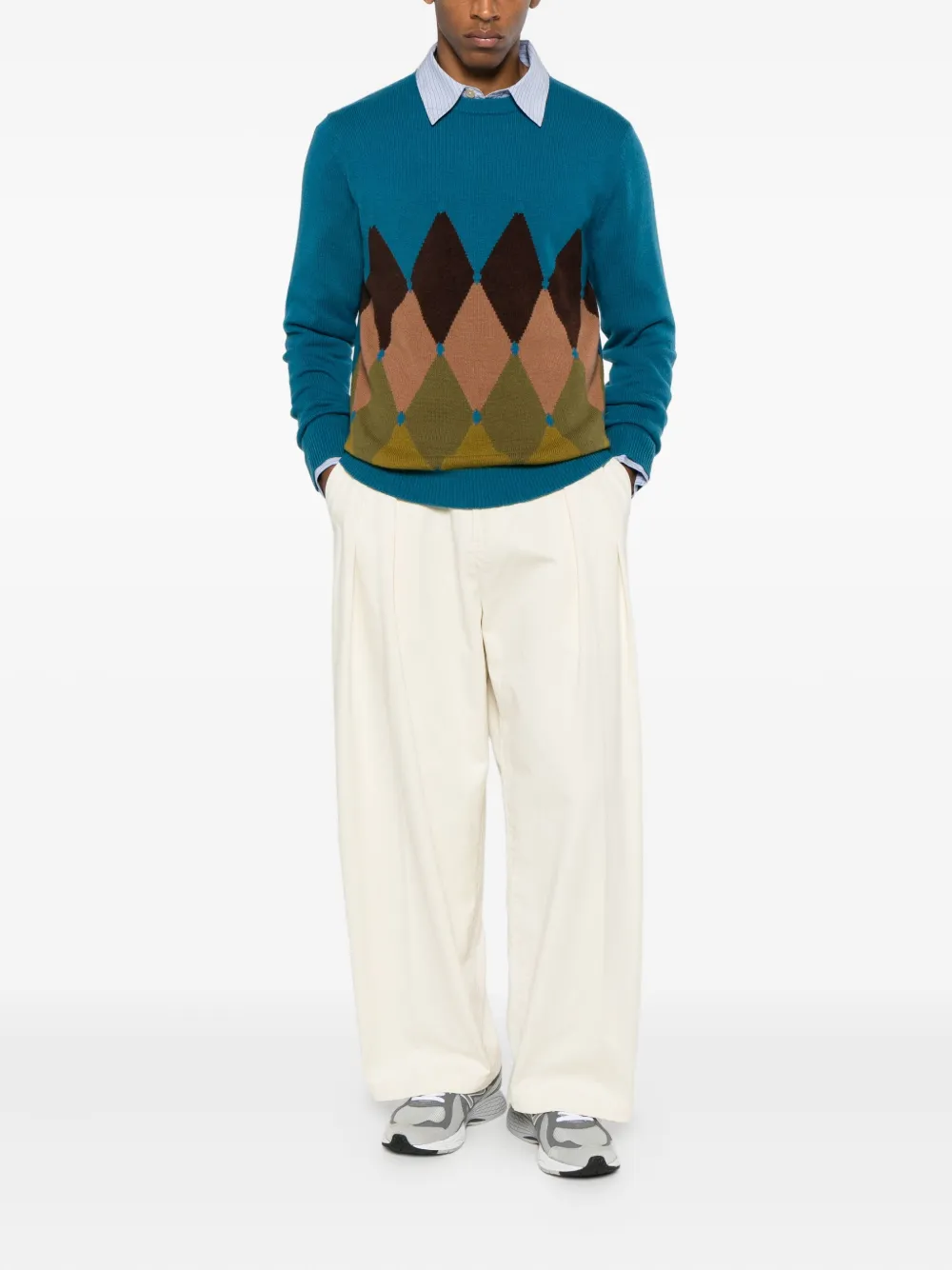 Ballantyne argyle-knit crew-neck sweater - Blauw