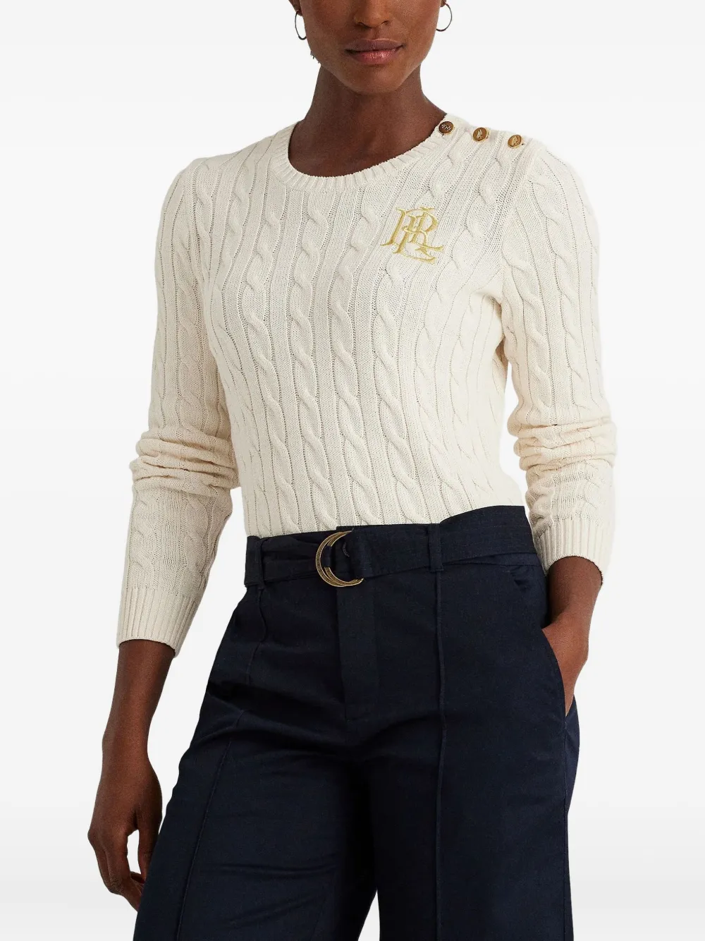 Lauren Ralph Lauren cable-knit button-detail sweater | Knitted Sweaters | Image 2