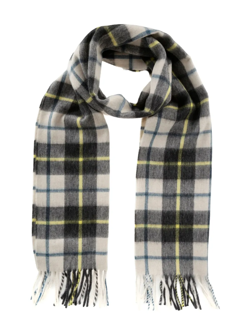 Begg x Co checked wool scarf | Black | Image 1