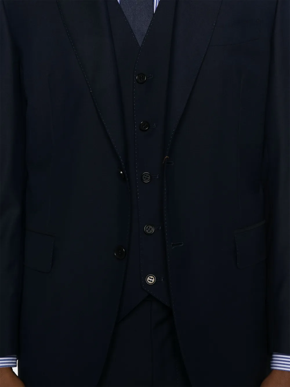 Canali Driedelig pak met gekerfde revers Blauw